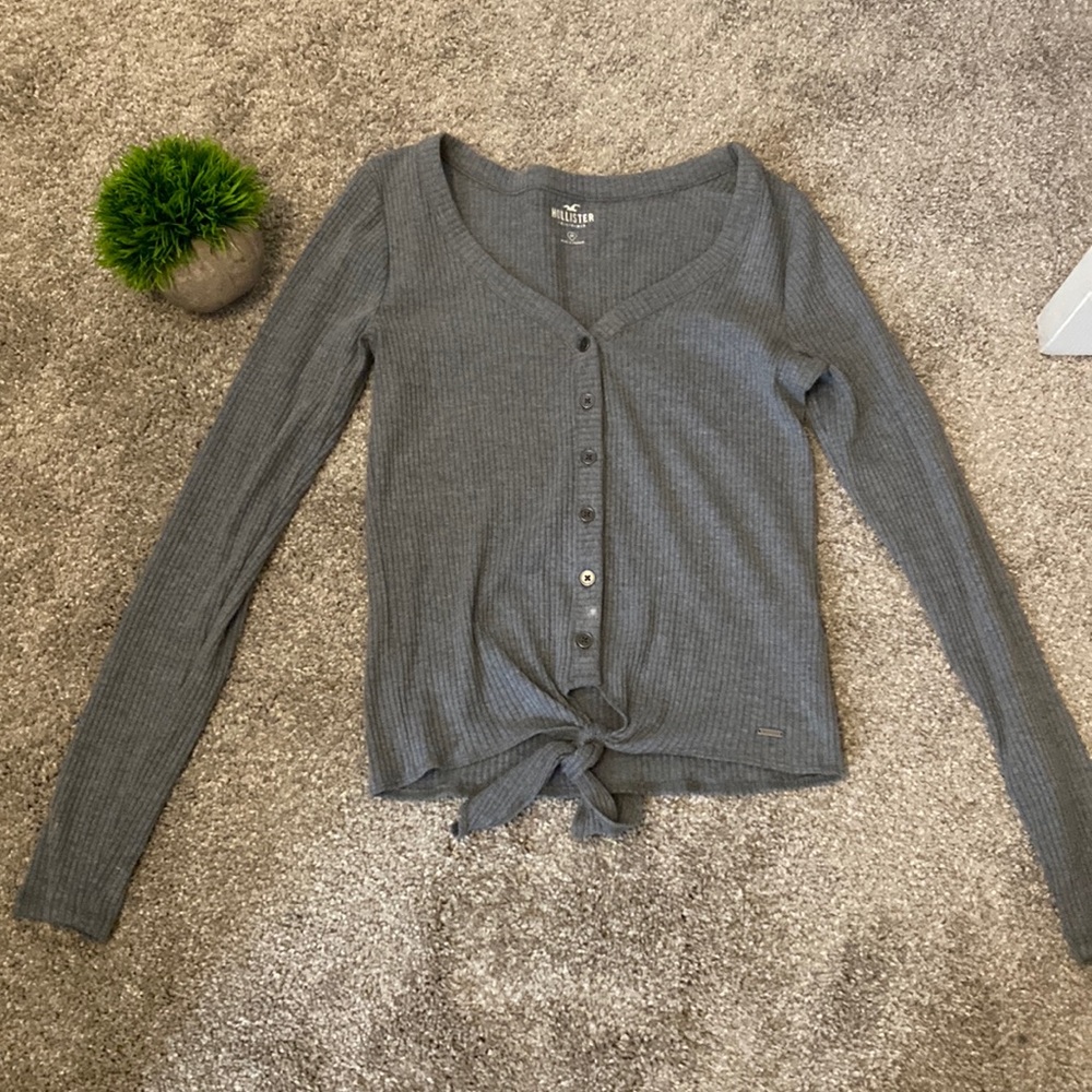 Hollister Grey Tie Sweater